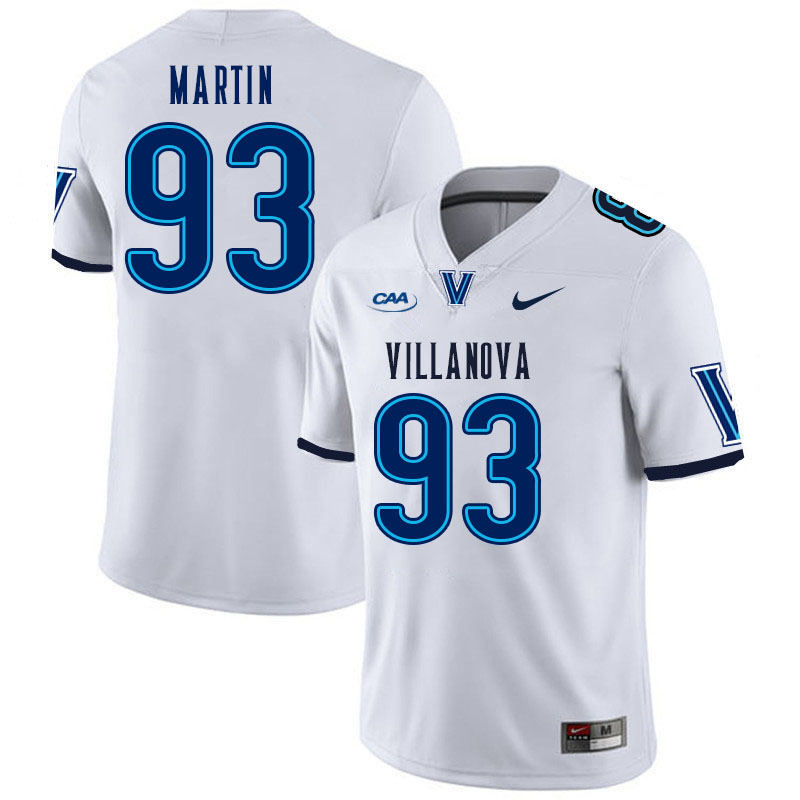 Men #93 Capri Martin Villanova Wildcats College Football Jerseys Stitched Sale-White - Click Image to Close